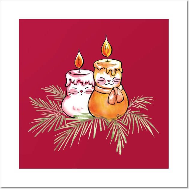 Xmas blessing cats candle Wall Art by juliewu